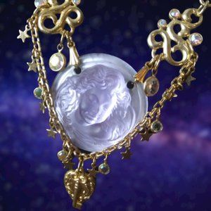 Kirks Folly Dream Angel Necklace Lavender raised cameo stars moon ethereal Flaws